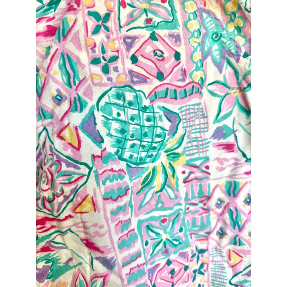 Vintage 90s Jantzen Tropical Patchwork Cotton Relaxed Baggy Long Shorts Size‎ 12 - Picture 8 of 8